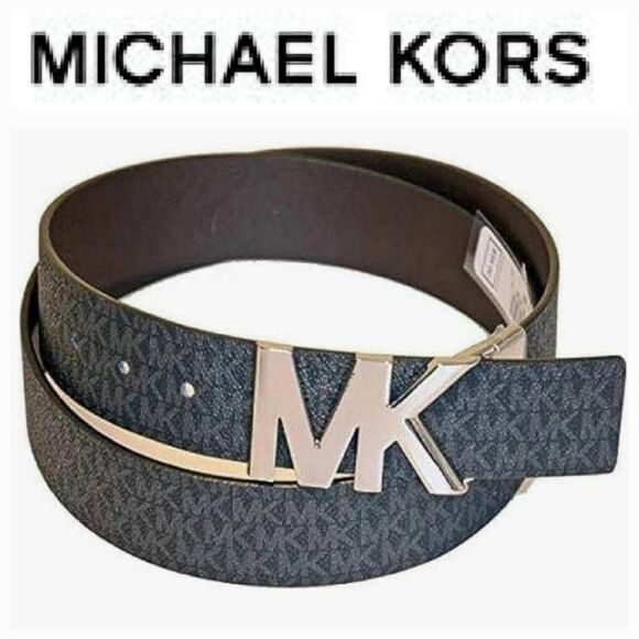 Michael Kors Signature MK Logo Reversible Belt- Black - Picture 1 of 7